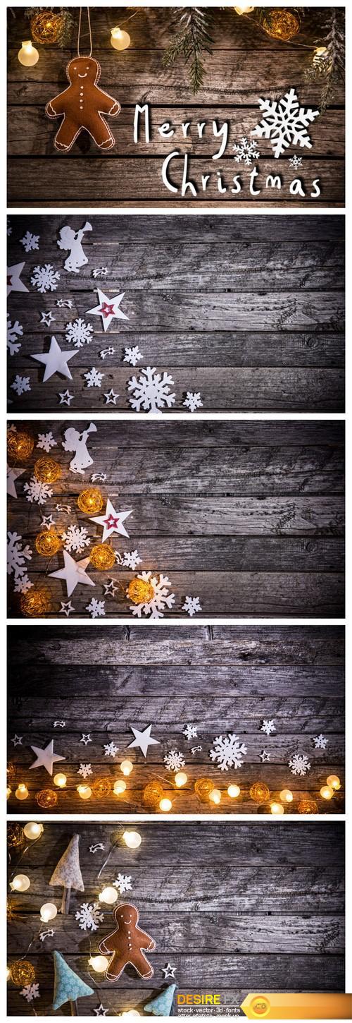 Christmas decoration on wooden background 5X JPEG