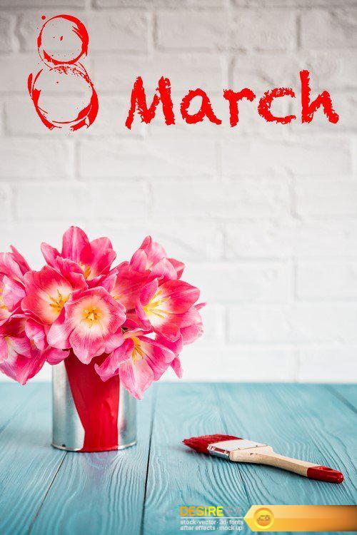 Women\'s day March 8 cards and flowers 18X JPEG