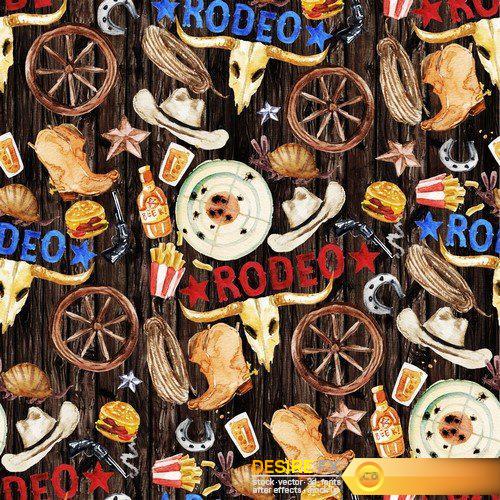 Rodeo american cowboy seamless background 10X JPEG