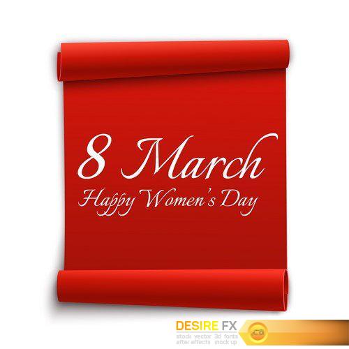 8 March Happy Women\'s day, Red ribbon 11X EPS