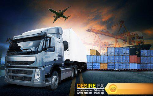 Abstract background Trucks and transport Highway and delivering 20X JPEG