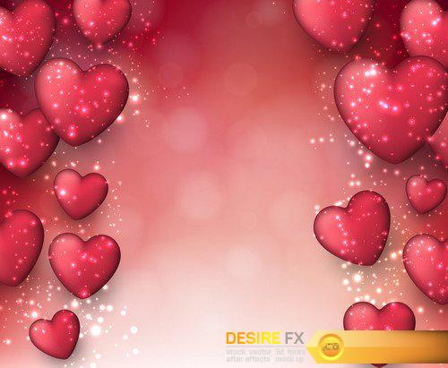 Valentines background with hearts 15X EPS