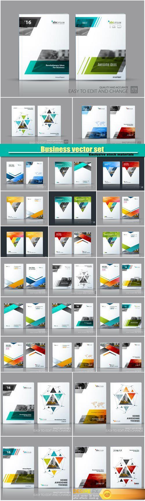 Business abstract creative vector set, brochure template layout