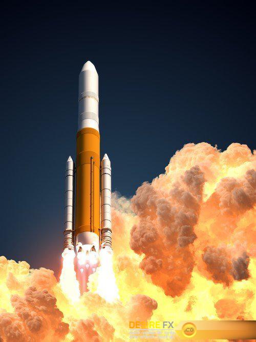 Heavy Rocket In The Clouds Of Fire  12X JPEG