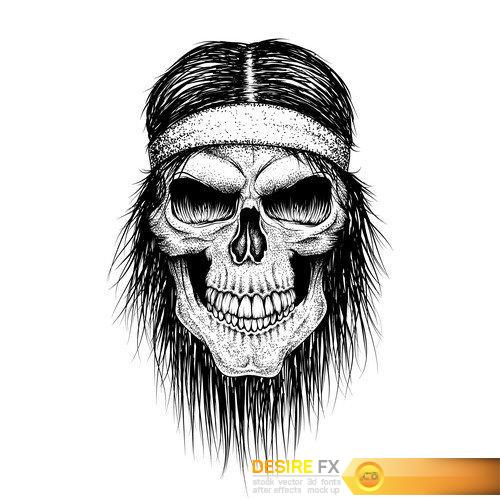 Graphic skull on white background Vector illustration 8X EPS
