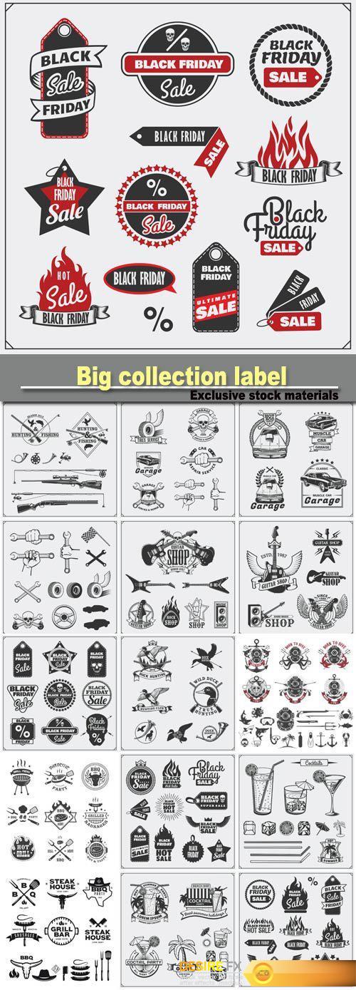 Big collection label templates and design elements