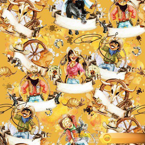 Rodeo american cowboy seamless background 10X JPEG
