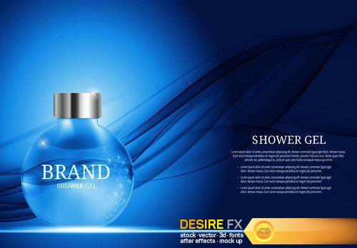 Shower Gel Bottle Template for Ads or Magazine Background 3D Vector Illustration 20X EPS