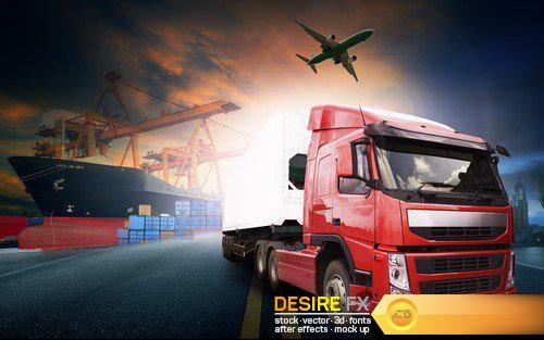 Abstract background Trucks and transport Highway and delivering 20X JPEG