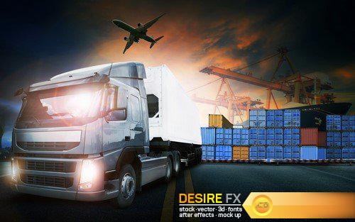 Abstract background Trucks and transport Highway and delivering 20X JPEG
