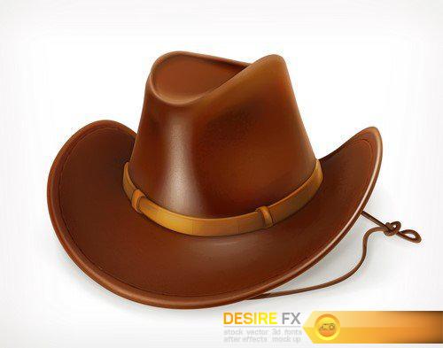 Cowboy cartoon character and objects 9X EPS