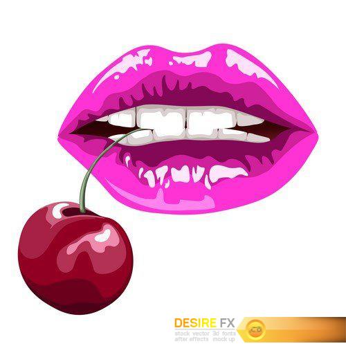 lips with berries 8X EPS