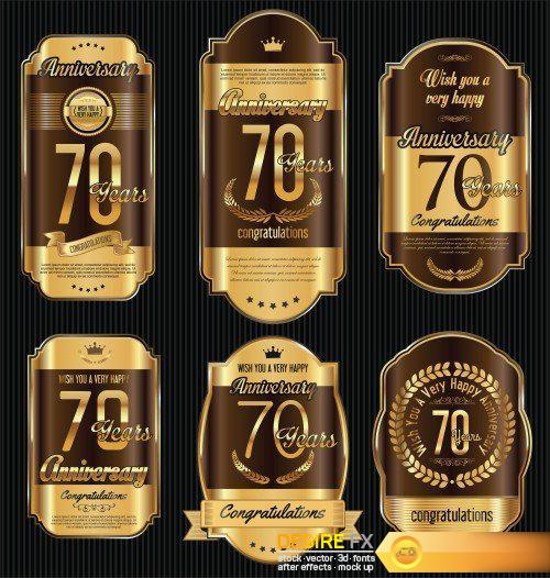 Anniversary golden retro vintage labels collection