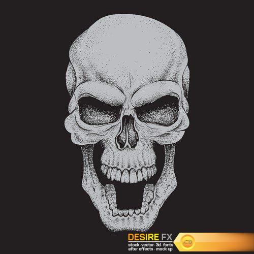 Graphic skull on white background Vector illustration 8X EPS