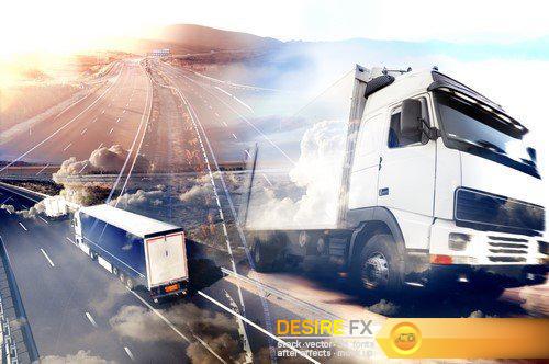 Abstract background Trucks and transport Highway and delivering 20X JPEG