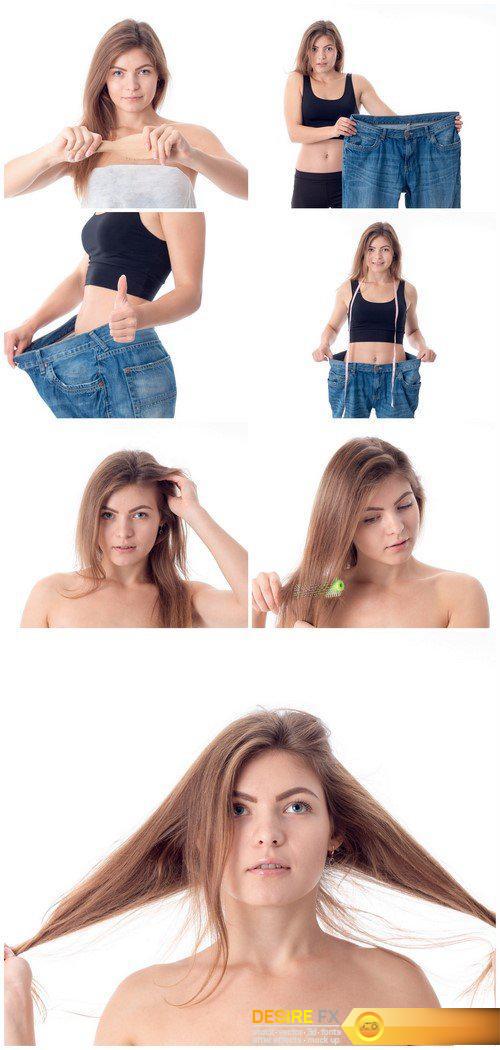 Young slim girl diet concept and hair loss 7X JPEG