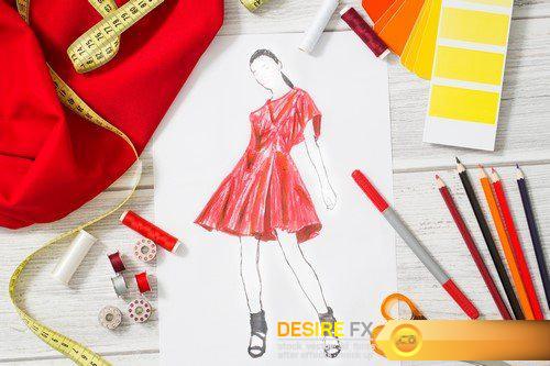 Graphic designer at work Color samples Fashion designer 17X JPEG