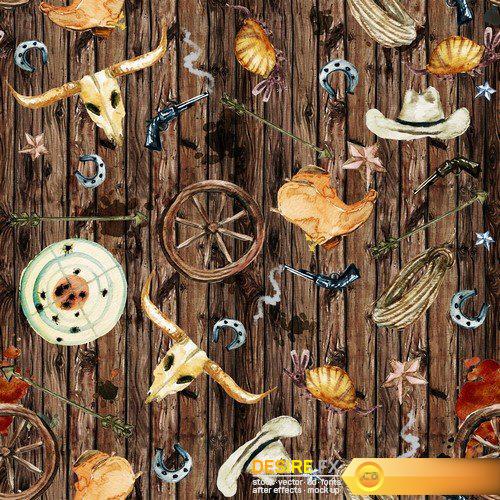 Rodeo american cowboy seamless background 10X JPEG