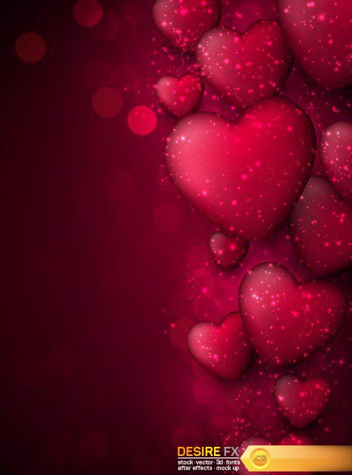 Valentines background with hearts 15X EPS