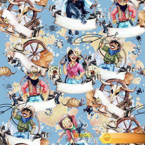 Rodeo american cowboy seamless background 10X JPEG