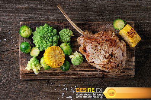 Grilled veal steak with vegetables 5X JPEG
