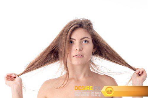 Young slim girl diet concept and hair loss 7X JPEG