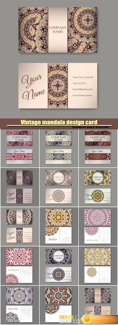 Vintage mandala design card with decorative ornament