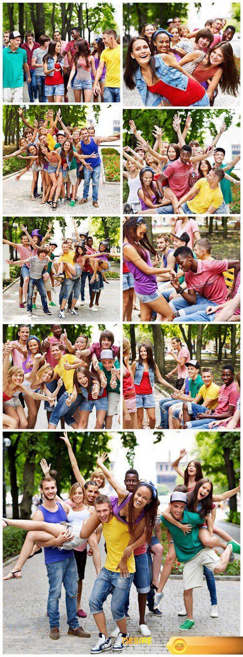 Multi-ethnic group of people outdoors 9X JPEG