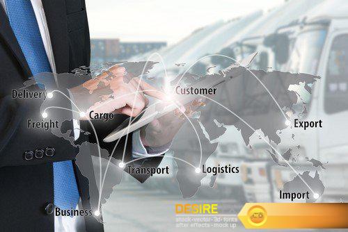 Abstract background Trucks and transport Highway and delivering 20X JPEG