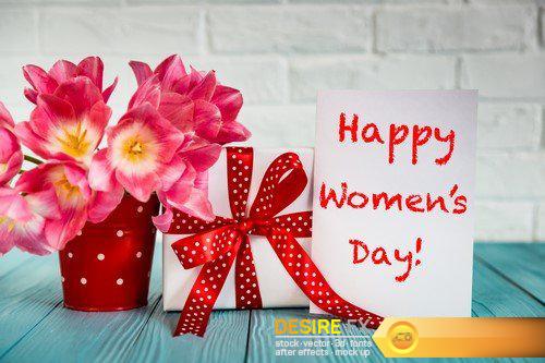Women\'s day March 8 cards and flowers 18X JPEG