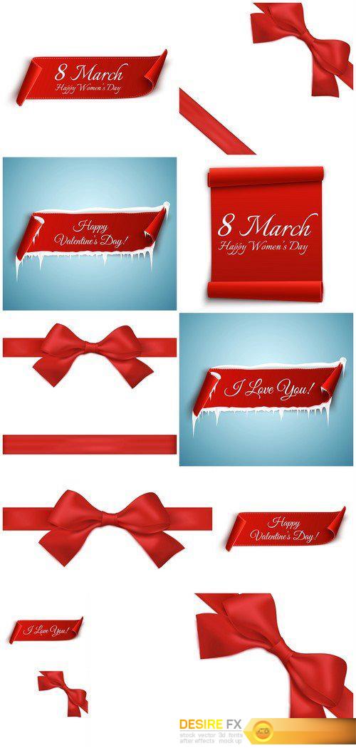 8 March Happy Women\'s day, Red ribbon 11X EPS