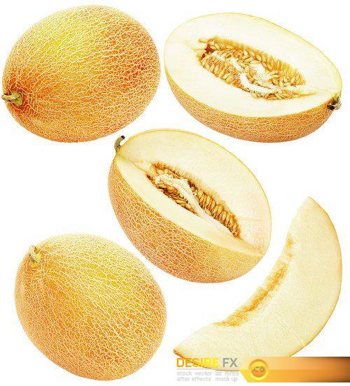 Set melons and kiwis isolated on the white background 9X JPEG