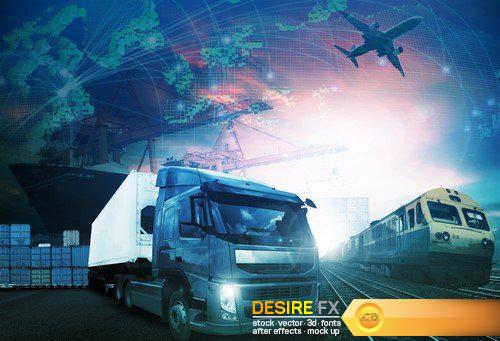 Abstract background Trucks and transport Highway and delivering 20X JPEG