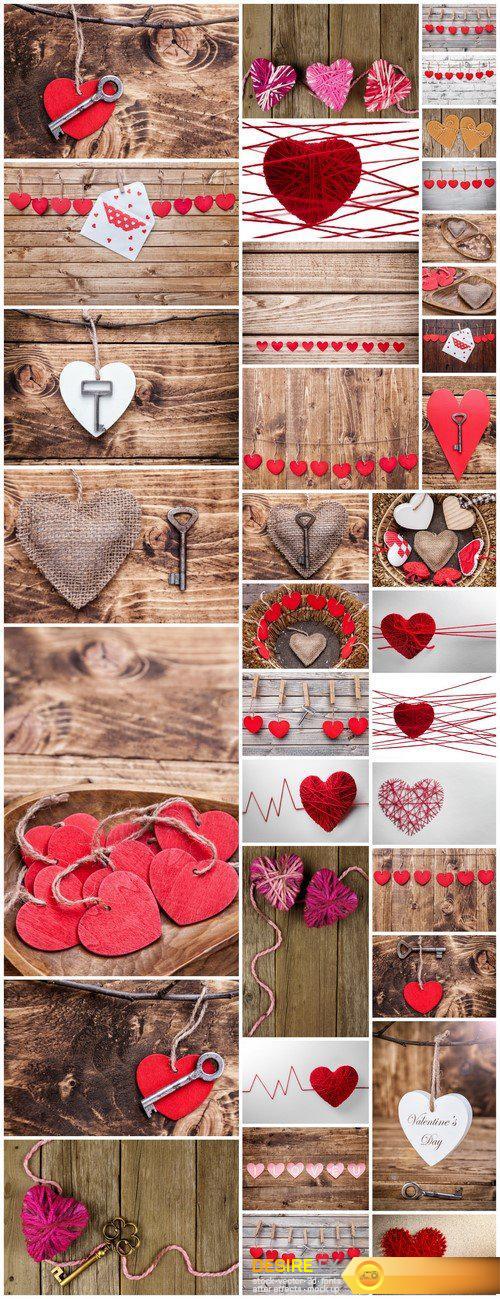 Love concept Old key and a heart on wooden background 35X JPEG