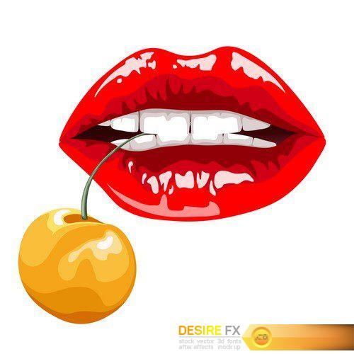 lips with berries 8X EPS