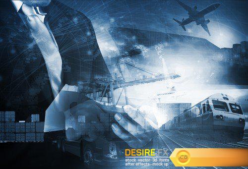 Abstract background Trucks and transport Highway and delivering 20X JPEG