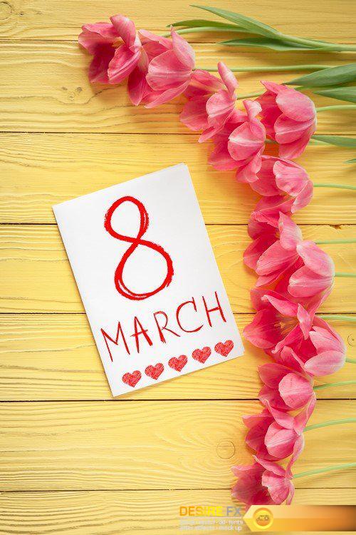 Women\'s day March 8 cards and flowers 18X JPEG