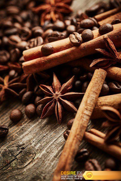 Coffee beans, cinnamon and anise 17X JPEG