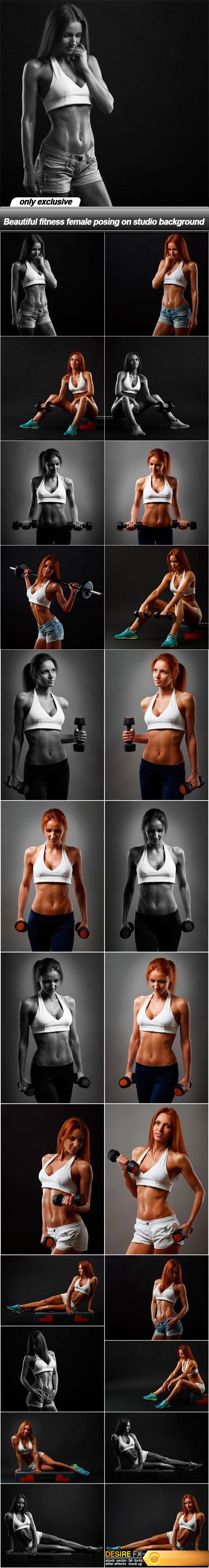 Beautiful fitness female posing on studio background - 24 UHQ JPEG