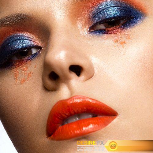 Beautiful girl with bright colored makeup and orange lips - 8 UHQ JPEG