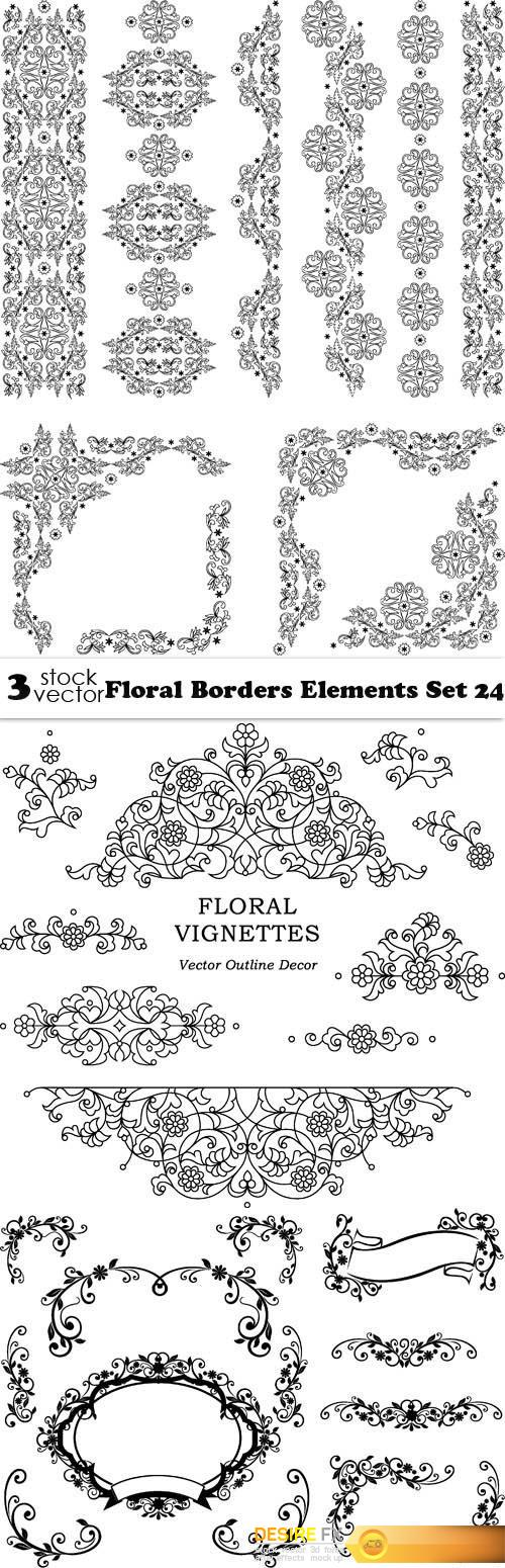 Vectors - Floral Borders Elements Set 24