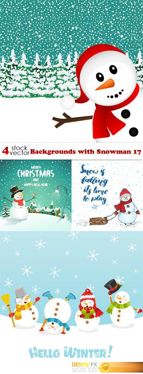 Vectors - Backgrounds with Snowman 17