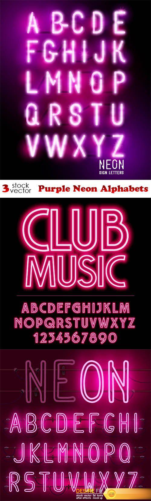 Vectors - Purple Neon Alphabets