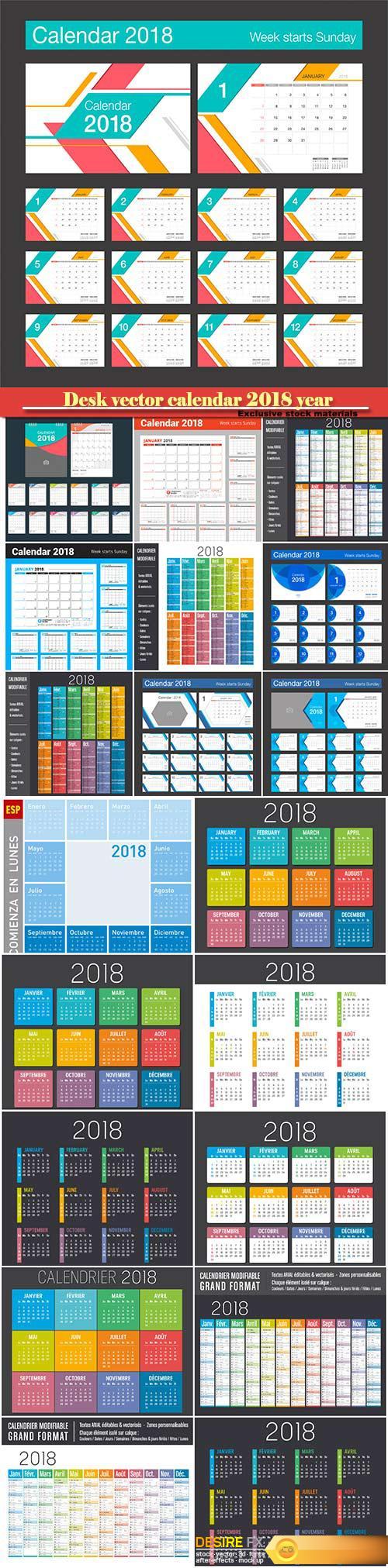 Desk vector calendar design templatefor 2018 year # 7