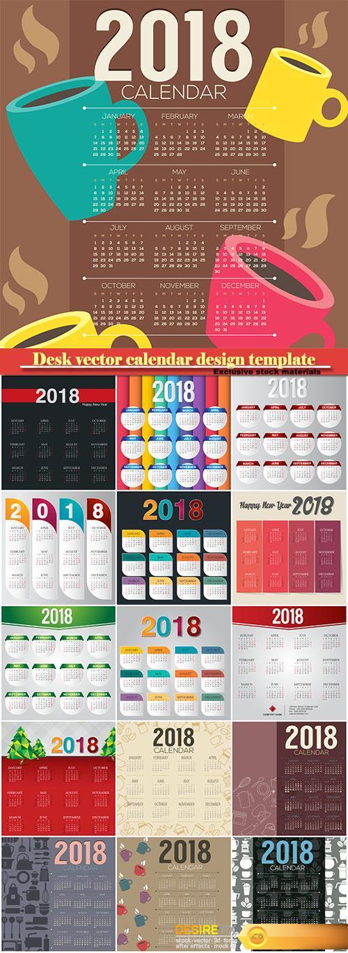 Desk vector calendar design template for 2018 year # 9