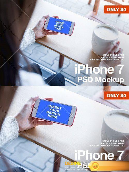 CM - iPhone 7 RED PSD Mockup 1419625