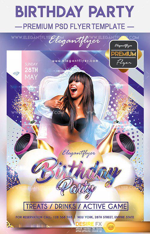 Birthday Party 2017 – Flyer PSD Template + Facebook Cover