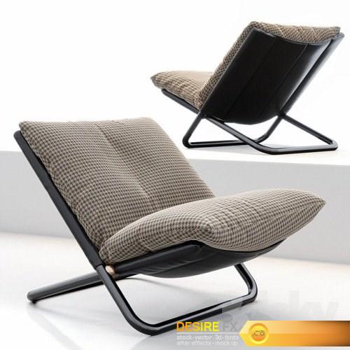 Cross low armchair by ARFLEX 3D Model