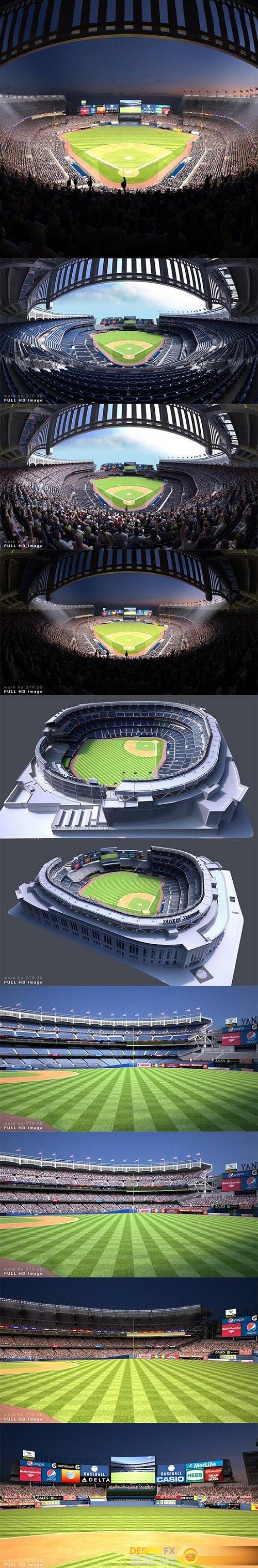 Yankee Stadium with Animated Audience 3d model