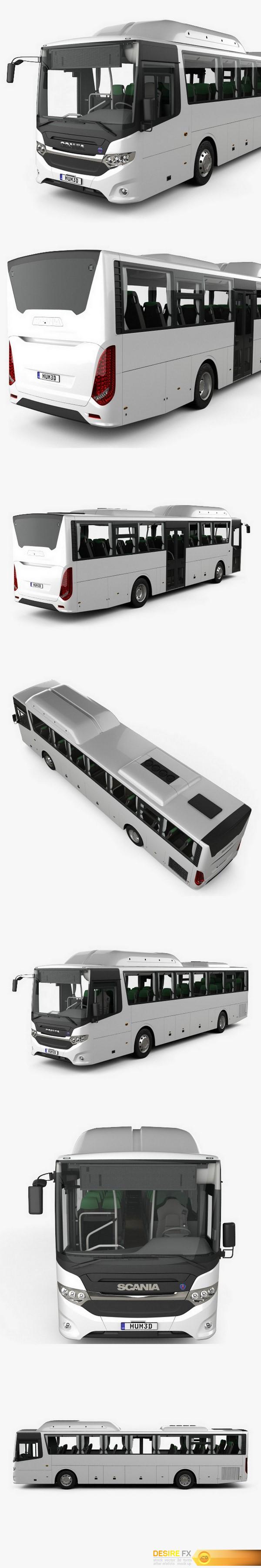 Desire FX 3d models | Scania Interlink Bus with HQ interior 2015 3D Model